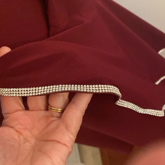 Badgley Mischka studio size small dress maroon with silver stones - Picture 5 of 15